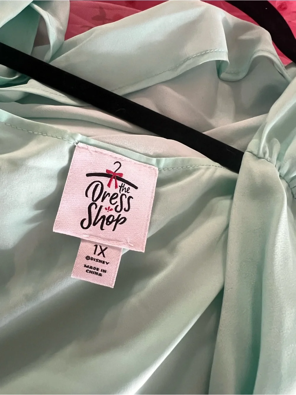 Disney Mint Green Fit-and-Flare Dress with Pink Hanger Logo Detail - Picture 6 of 8